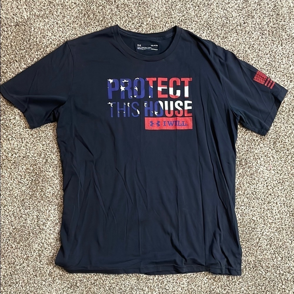 Under Armour Black Short Sleeve Tee Graphic Design protect this house